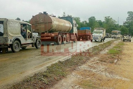 Transport disrupted on NH-44 due to pathetic road condition after 3 days rain Transport disrupted on NH-44 due to pathetic road condition after 3 days rain